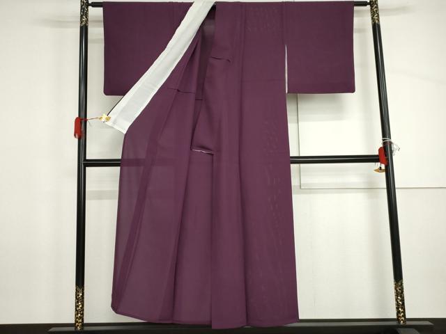 平和屋着物＊夏物　色無地　絽　葡萄色　正絹　逸品　AABI9765cs