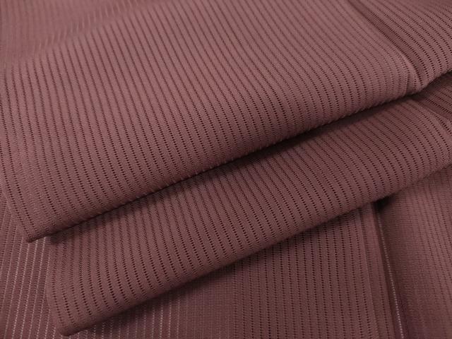 平和屋着物＊夏物　色無地　縦絽　暗紅色　正絹　逸品　AABI9770cs