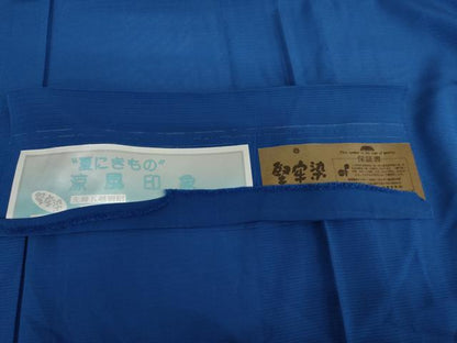 平和屋着物＊夏物　色無地　絽　堅牢染　瑠璃色　保証書付き　正絹　逸品　AABI9773cs