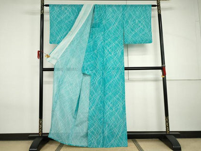 平和屋着物＊夏物　小紋　絽　草木文　洗える着物　AABI9777cs