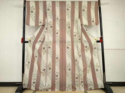 平和屋着物＊夏物　小紋　紗　花麻の葉間道　洗える着物　AABI9781cs