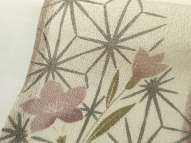 平和屋着物＊夏物　小紋　紗　花麻の葉間道　洗える着物　AABI9781cs