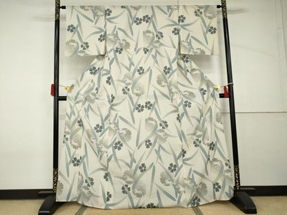 平和屋着物＊夏物 撫松庵 小紋 セオアルファ 花雪輪に跳び兎 洗える着物 AABI9783cs