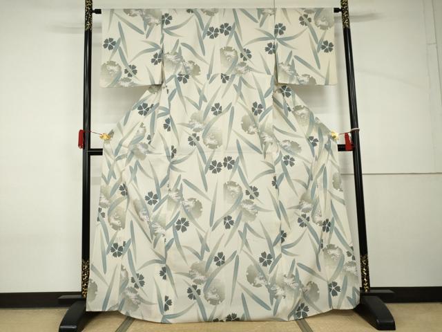 平和屋着物＊夏物 撫松庵 小紋 セオアルファ 花雪輪に跳び兎 洗える着物 AABI9783cs
