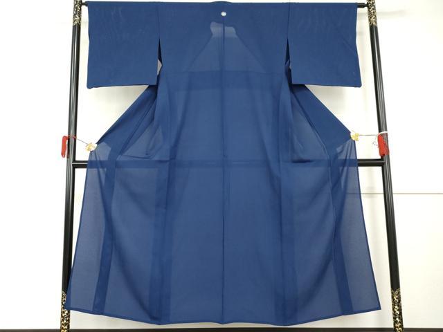 平和屋着物＊夏物　色無地　絽　瑠璃紺色　正絹　逸品　AABI9786cs