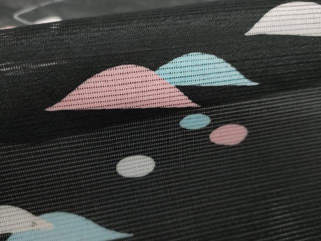平和屋着物＊夏物　小紋　絽　重ね山文　黒地　洗える着物　未使用　AABI9787cs