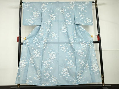 平和屋着物＊夏物　小紋　絽　花籬文　洗える着物　AABI9788cs