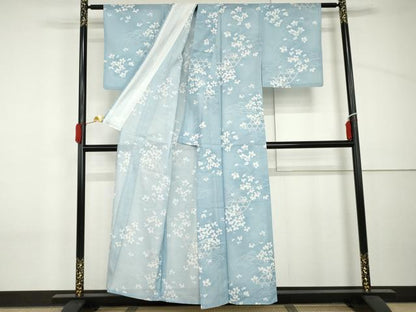 平和屋着物＊夏物　小紋　絽　花籬文　洗える着物　AABI9788cs