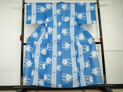 平和屋着物＊夏物　小紋　紗　花露芝文　洗える着物　AABI9790cs