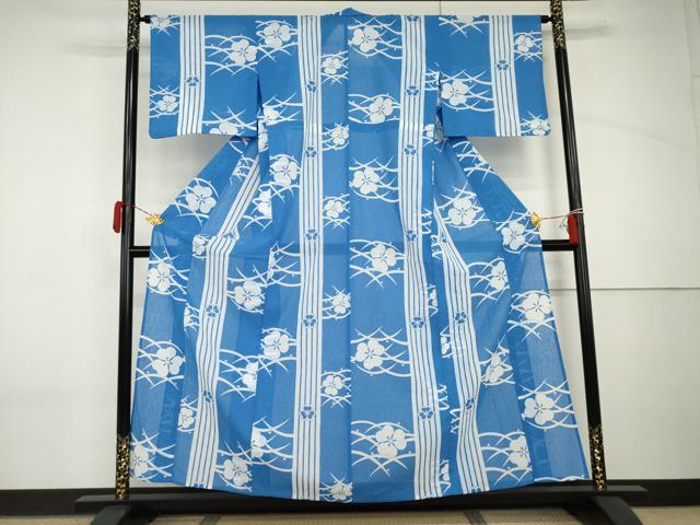 平和屋着物＊夏物　小紋　紗　花露芝文　洗える着物　AABI9790cs