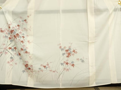 平和屋着物＊夏物　訪問着　絽　手描き　楓文　正絹　逸品　AABI9795cs