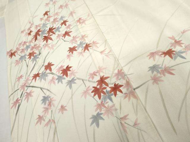 平和屋着物＊夏物　訪問着　絽　手描き　楓文　正絹　逸品　AABI9795cs