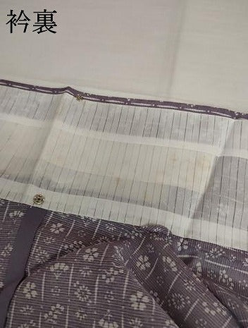 平和屋着物＊夏物　小紋　絽　桜扇文　さんび謹製　洗える着物　AABI9796cs