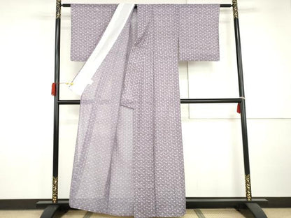 平和屋着物＊夏物　小紋　絽　桜扇文　さんび謹製　洗える着物　AABI9796cs