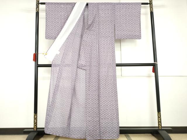 平和屋着物＊夏物　小紋　絽　桜扇文　さんび謹製　洗える着物　AABI9796cs