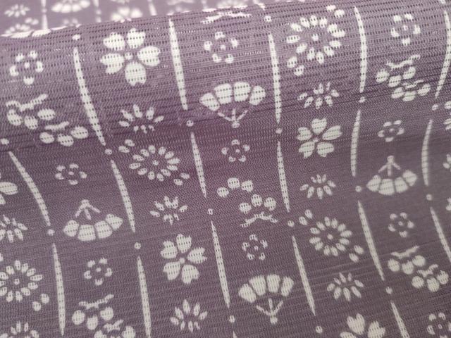 平和屋着物＊夏物　小紋　絽　桜扇文　さんび謹製　洗える着物　AABI9796cs