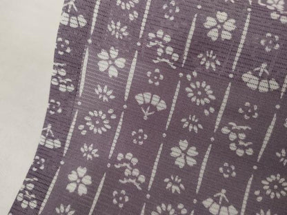 平和屋着物＊夏物　小紋　絽　桜扇文　さんび謹製　洗える着物　AABI9796cs