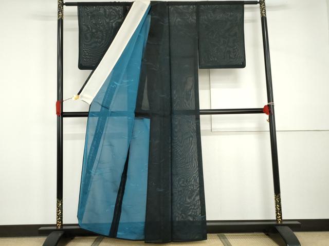 平和屋着物＊夏物　小紋　立波文　正絹　逸品　AABI9802cs