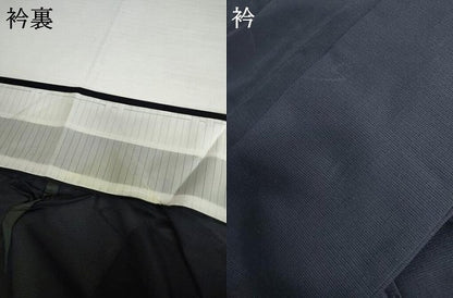 平和屋着物＊夏物　色無地　絽　流水紋紗　濃藍色　正絹　逸品　AABI9804cs