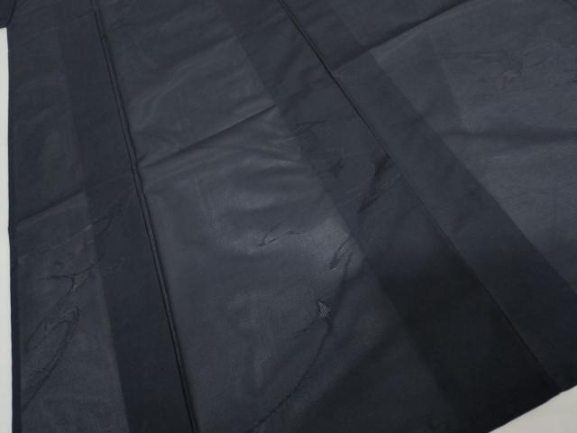 平和屋着物＊夏物　色無地　絽　流水紋紗　濃藍色　正絹　逸品　AABI9804cs