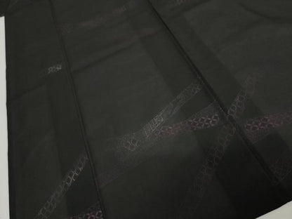 平和屋着物＊夏物　小紋　風通紗　横笛　黒地　正絹　逸品　AABI9806cs
