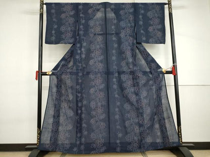 平和屋着物＊夏物　小紋　紗　枝花文　AABI9813cs