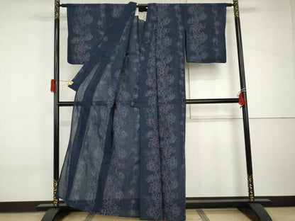 平和屋着物＊夏物　小紋　紗　枝花文　AABI9813cs