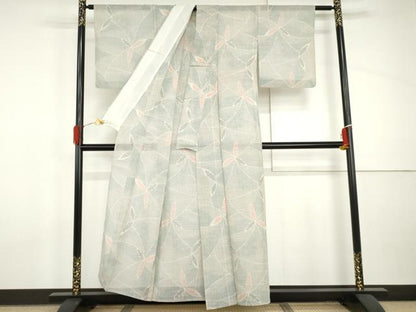 平和屋着物＊夏物　紗紬　舞花文　正絹　逸品　AABI9821cs