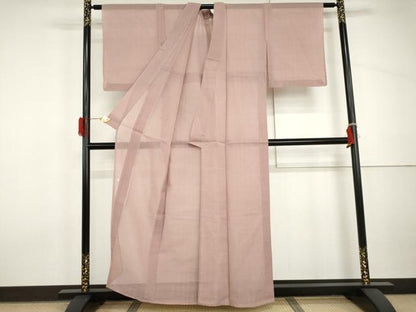 平和屋着物＊夏物　加賀友禅の巨匠　初代　由水十久監修　色無地　紬　撫子色　正絹　逸品　AABI9824cs