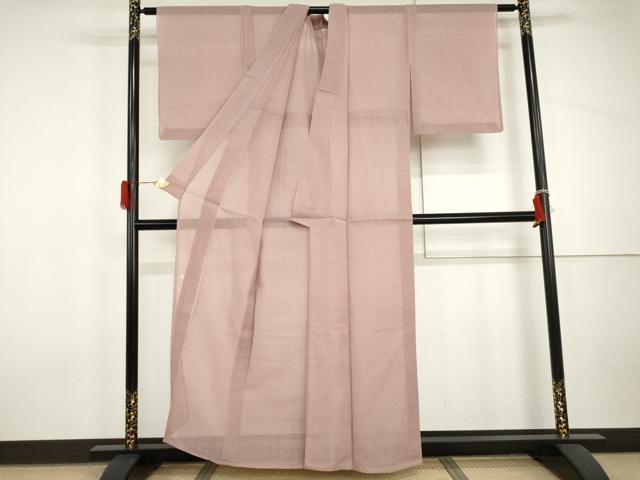 平和屋着物＊夏物　加賀友禅の巨匠　初代　由水十久監修　色無地　紬　撫子色　正絹　逸品　AABI9824cs