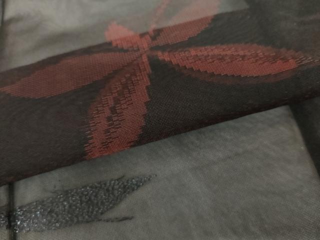 平和屋着物＊夏物　小紋　枝葉文　黒地　銀糸　正絹　逸品　未使用　AABI9828cs
