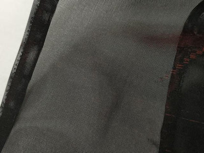 平和屋着物＊夏物　小紋　枝葉文　黒地　銀糸　正絹　逸品　未使用　AABI9828cs