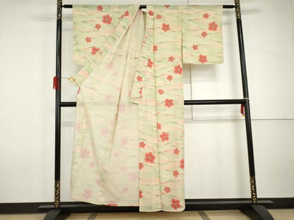 平和屋着物＊夏物　小紋　絽　舞花文　正絹　逸品　AABI9832cs