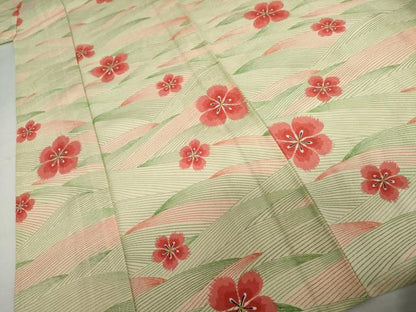 平和屋着物＊夏物　小紋　絽　舞花文　正絹　逸品　AABI9832cs