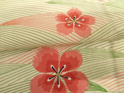平和屋着物＊夏物　小紋　絽　舞花文　正絹　逸品　AABI9832cs