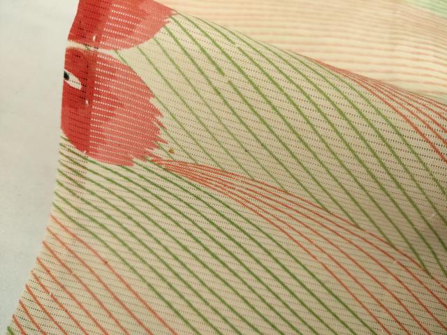 平和屋着物＊夏物　小紋　絽　舞花文　正絹　逸品　AABI9832cs