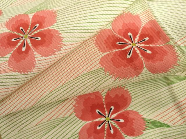 平和屋着物＊夏物　小紋　絽　舞花文　正絹　逸品　AABI9832cs
