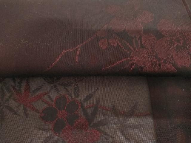 平和屋着物＊夏物　小紋　紗　枝花文　黒地　正絹　逸品　AABI9833cs