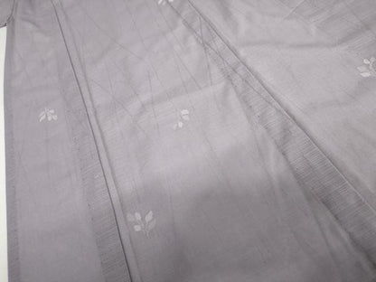 平和屋着物＊夏物　色無地　変わり絽　枝葉紋紗　藤紫色　正絹　逸品　AABI9834cs