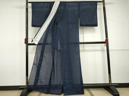 平和屋着物＊夏物　小紋　萩紋紗　変わり絽　正絹　逸品　AABI9838cs