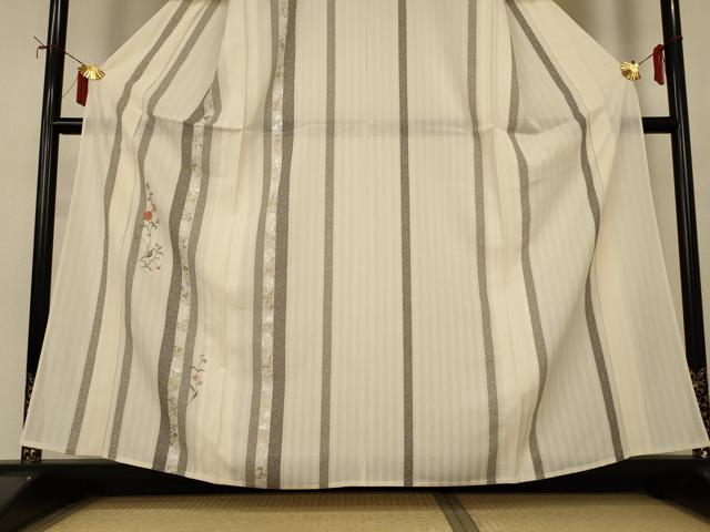 平和屋着物＊夏物　訪問着　絽　刺繍　草花間道　金銀彩　正絹　逸品　AABI9845jd
