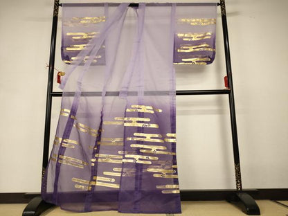 平和屋着物＊夏物　男性　訪問着　オーガンジー　桜霞文　金彩　舞台衣装　洗える着物　AABI9847jd