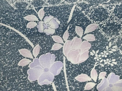 平和屋着物＊夏物　小紋　絽　草花文　洗える着物　AABI9848jd