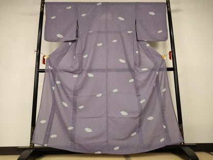 平和屋着物＊夏物　小紋　紗　地紙草花文　洗える着物　AABI9849jd