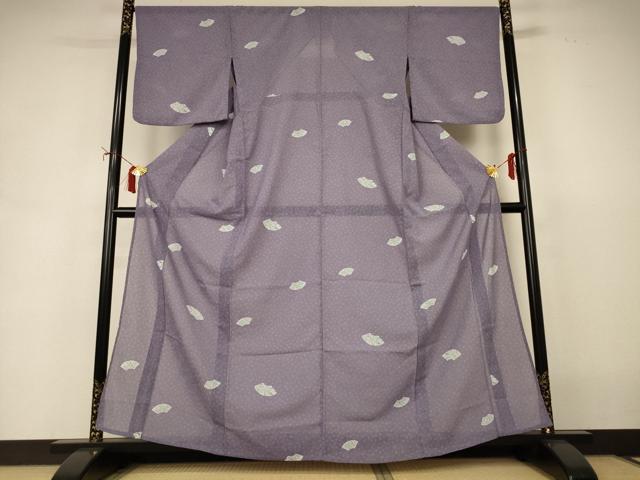 平和屋着物＊夏物　小紋　紗　地紙草花文　洗える着物　AABI9849jd