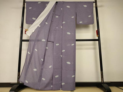 平和屋着物＊夏物　小紋　紗　地紙草花文　洗える着物　AABI9849jd