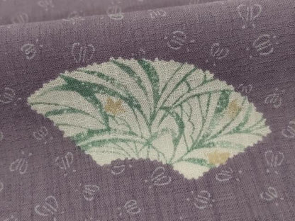 平和屋着物＊夏物　小紋　紗　地紙草花文　洗える着物　AABI9849jd