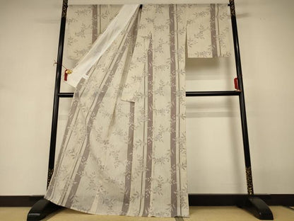 平和屋着物＊夏物　小紋　紗　草花間道　洗える着物　AABI9852jd
