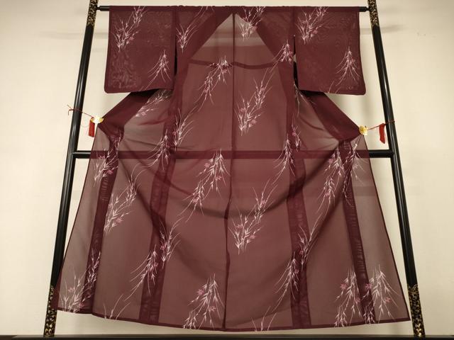 平和屋着物＊夏物　小紋　絽　草花文　洗える着物　AABI9853jd