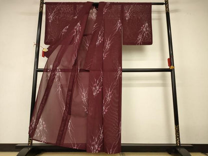 平和屋着物＊夏物　小紋　絽　草花文　洗える着物　AABI9853jd